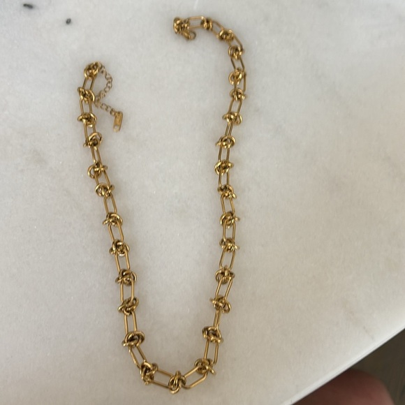 New Knot Link Necklace 16-18” stainless steel Gold Tone - Picture 2 of 5